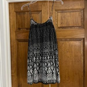 Olivaceous mini dress black white geometric print